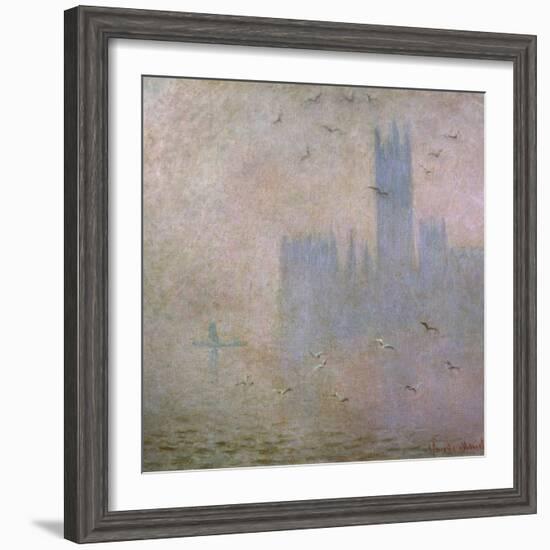 Seagulls, the Thames in London, the Houses of Parliament, 1903-1904-Claude Monet-Framed Giclee Print