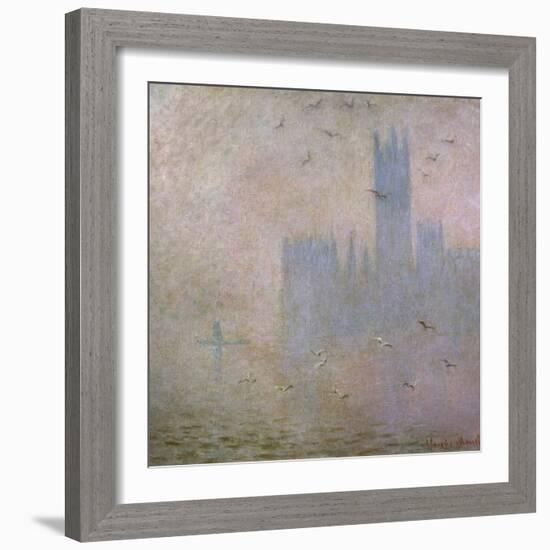 Seagulls, the Thames in London, the Houses of Parliament, 1903-1904-Claude Monet-Framed Giclee Print