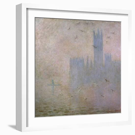 Seagulls, the Thames in London, the Houses of Parliament, 1903-1904-Claude Monet-Framed Giclee Print