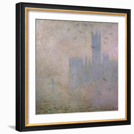 Seagulls, the Thames in London, the Houses of Parliament, 1903-1904-Claude Monet-Framed Giclee Print