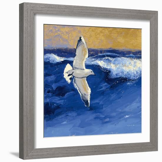 Seagulls with Gold Sky II-Shirley Novak-Framed Art Print