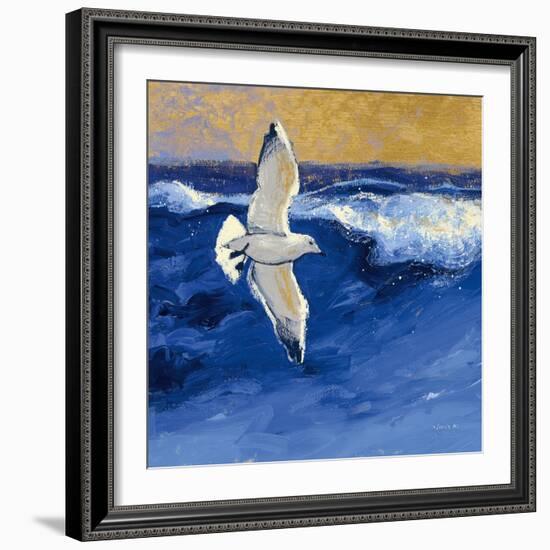 Seagulls with Gold Sky II-Shirley Novak-Framed Art Print