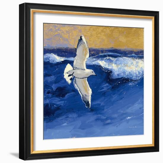 Seagulls with Gold Sky II-Shirley Novak-Framed Art Print