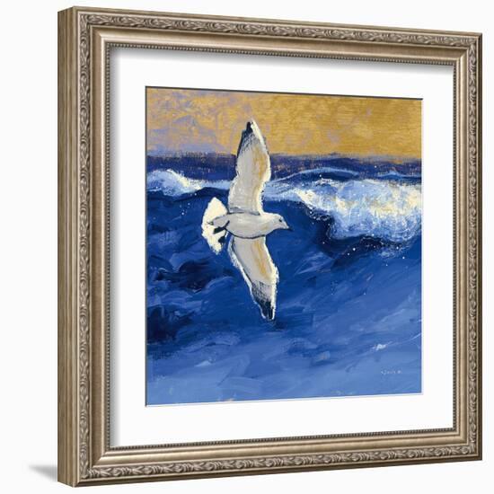 Seagulls with Gold Sky II-Shirley Novak-Framed Art Print