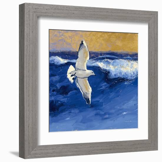 Seagulls with Gold Sky II-Shirley Novak-Framed Art Print