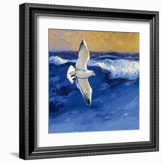 Seagulls with Gold Sky II-Shirley Novak-Framed Art Print