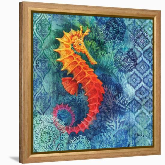 Seahorse Batik Sq-Paul Brent-Framed Stretched Canvas