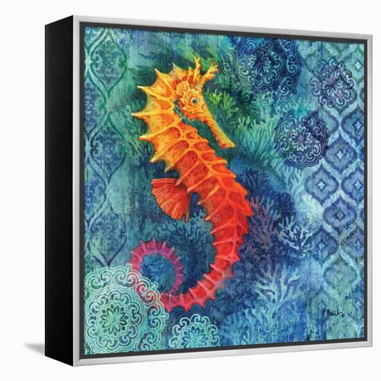 Seahorse Batik Sq-Paul Brent-Framed Stretched Canvas