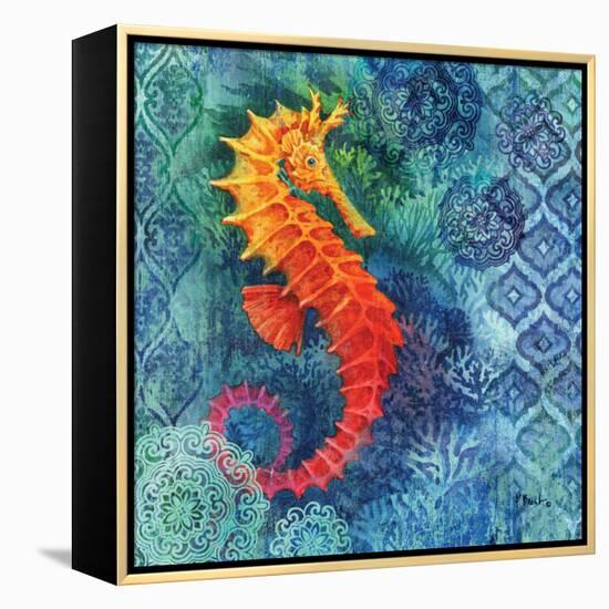 Seahorse Batik Sq-Paul Brent-Framed Stretched Canvas