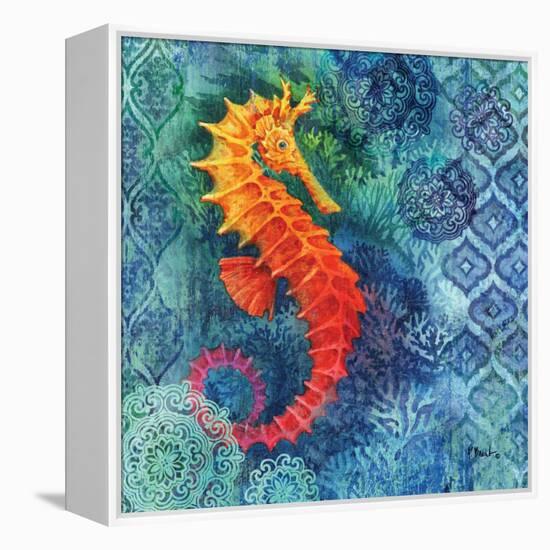 Seahorse Batik Sq-Paul Brent-Framed Stretched Canvas