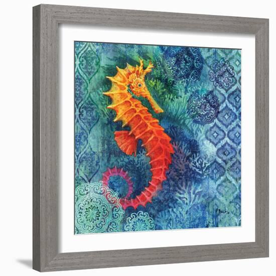 Seahorse Batik Sq-Paul Brent-Framed Art Print