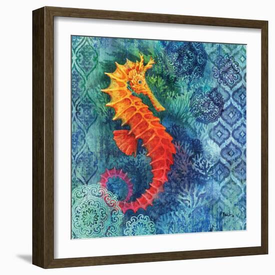 Seahorse Batik Sq-Paul Brent-Framed Art Print