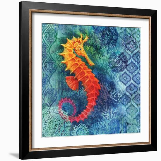 Seahorse Batik Sq-Paul Brent-Framed Art Print