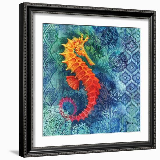 Seahorse Batik Sq-Paul Brent-Framed Art Print