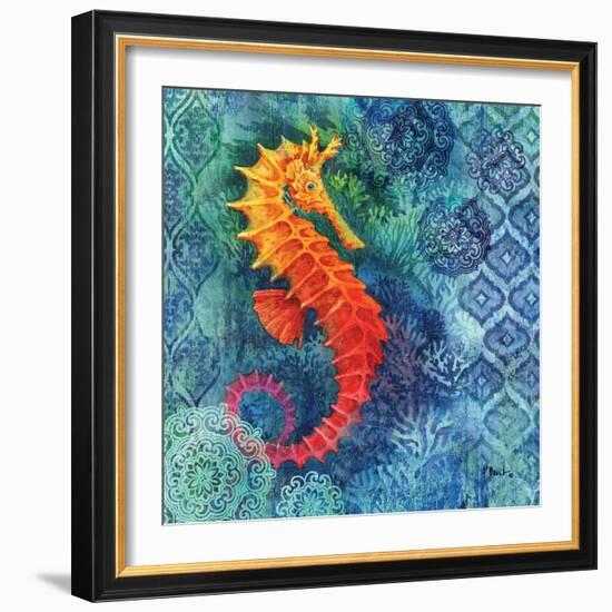 Seahorse Batik Sq-Paul Brent-Framed Art Print