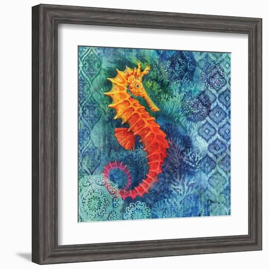 Seahorse Batik Sq-Paul Brent-Framed Art Print