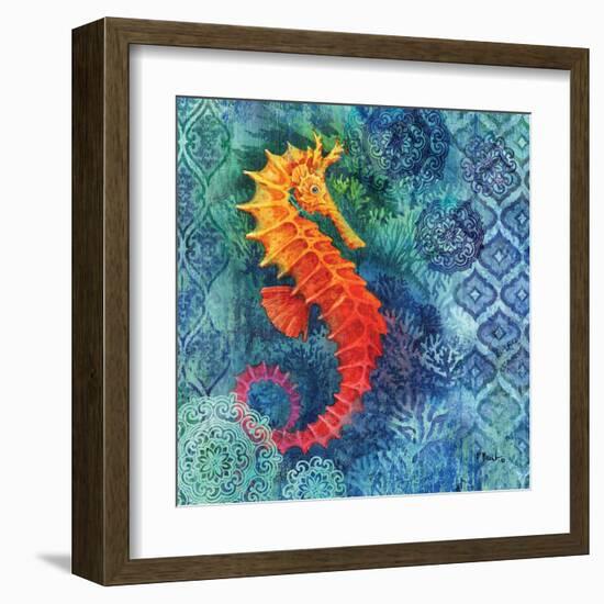 Seahorse Batik Sq-Paul Brent-Framed Art Print