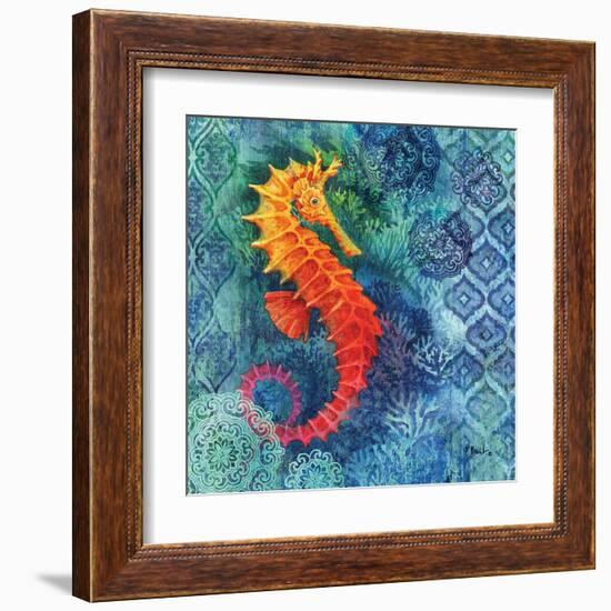 Seahorse Batik Sq-Paul Brent-Framed Art Print