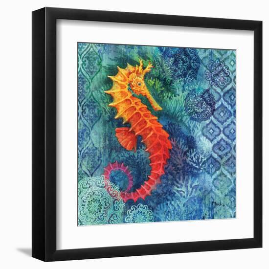 Seahorse Batik Sq-Paul Brent-Framed Art Print