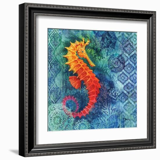 Seahorse Batik Sq-Paul Brent-Framed Art Print