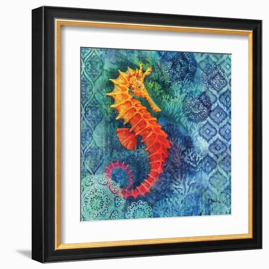 Seahorse Batik Sq-Paul Brent-Framed Art Print