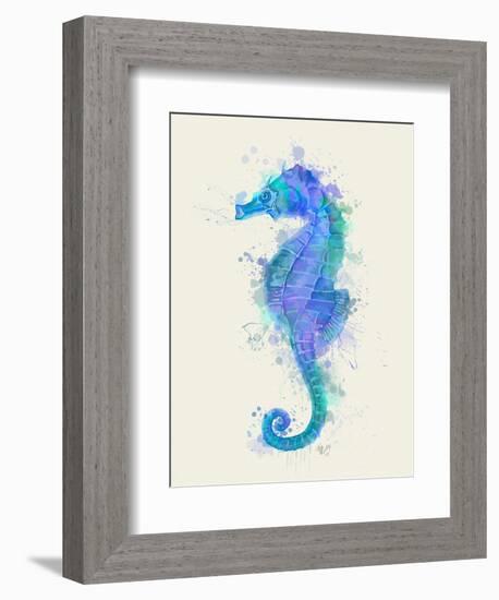 Seahorse Rainbow Splash Blue-Fab Funky-Framed Art Print