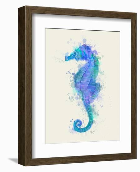Seahorse Rainbow Splash Blue-Fab Funky-Framed Art Print