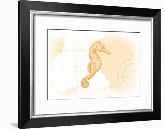 Seahorse - Yellow - Coastal Icon-Lantern Press-Framed Art Print