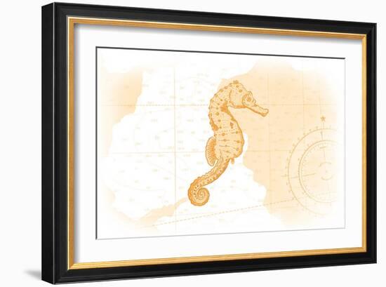 Seahorse - Yellow - Coastal Icon-Lantern Press-Framed Art Print