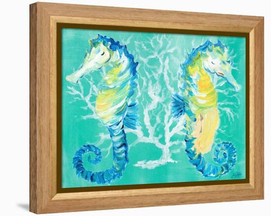 Seahorses on Coral-Julie DeRice-Framed Stretched Canvas