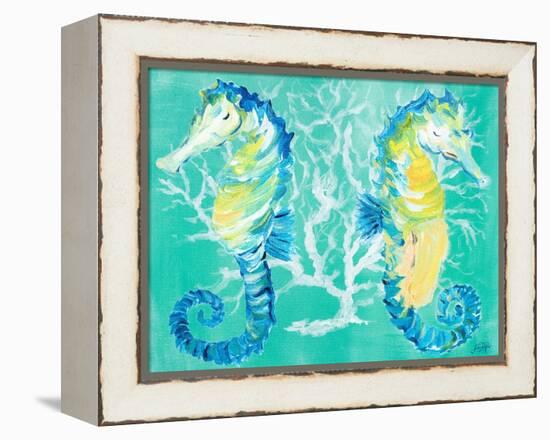 Seahorses on Coral-Julie DeRice-Framed Stretched Canvas