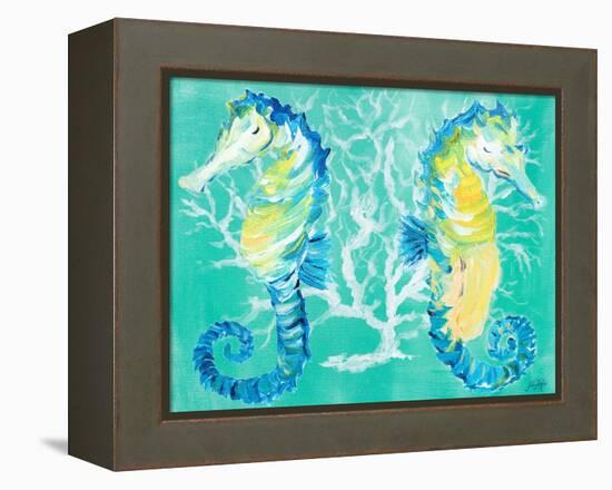 Seahorses on Coral-Julie DeRice-Framed Stretched Canvas