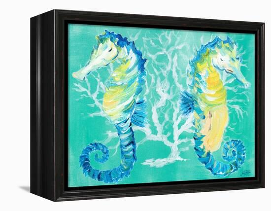 Seahorses on Coral-Julie DeRice-Framed Stretched Canvas