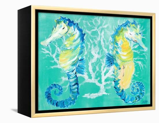 Seahorses on Coral-Julie DeRice-Framed Stretched Canvas