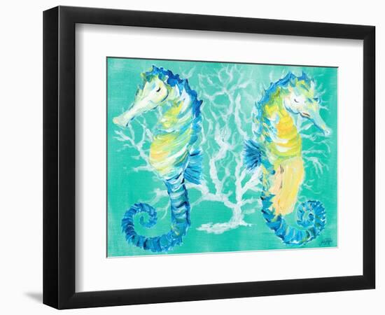 Seahorses on Coral-Julie DeRice-Framed Premium Giclee Print