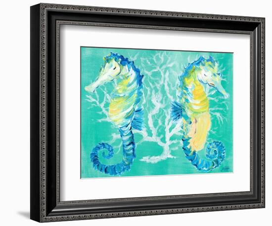 Seahorses on Coral-Julie DeRice-Framed Premium Giclee Print