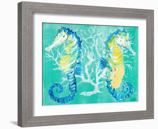 Seahorses on Coral-Julie DeRice-Framed Art Print