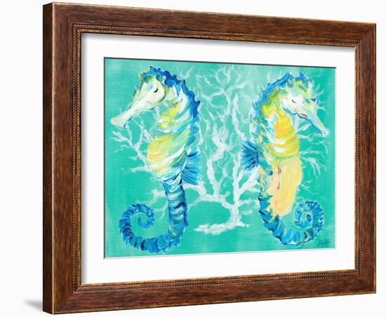 Seahorses on Coral-Julie DeRice-Framed Art Print