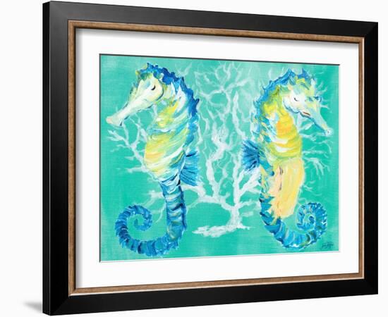 Seahorses on Coral-Julie DeRice-Framed Art Print