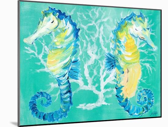 Seahorses on Coral-Julie DeRice-Mounted Art Print