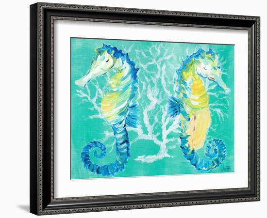 Seahorses on Coral-Julie DeRice-Framed Art Print