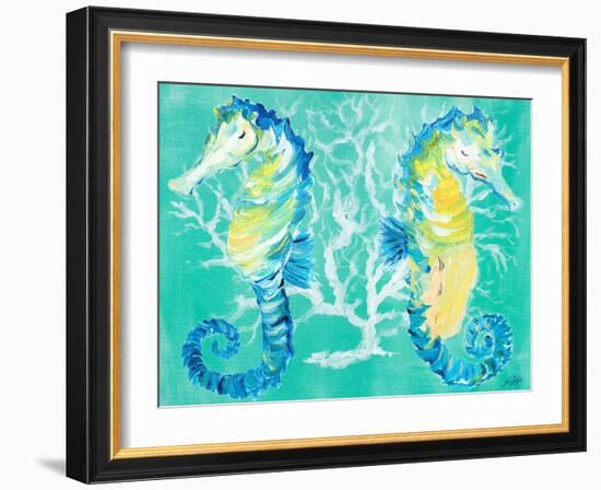 Seahorses on Coral-Julie DeRice-Framed Art Print