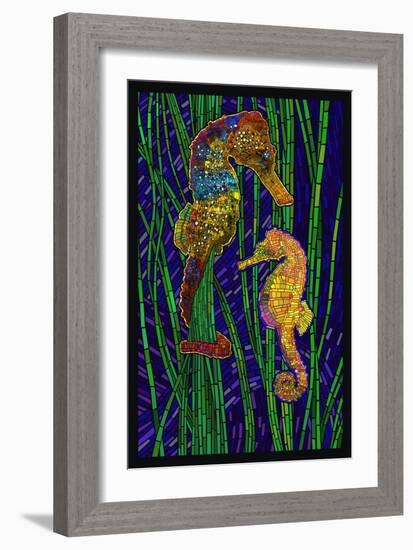 Seahorses - Paper Mosaic-Lantern Press-Framed Art Print