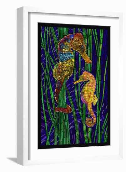 Seahorses - Paper Mosaic-Lantern Press-Framed Art Print