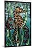 Seahorses - Scratchboard-Lantern Press-Mounted Art Print