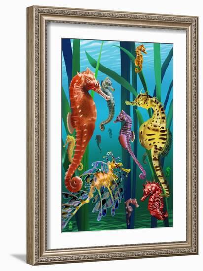 Seahorses-Lantern Press-Framed Art Print