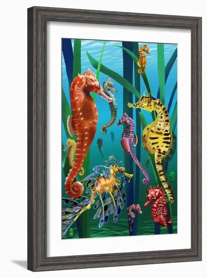 Seahorses-Lantern Press-Framed Art Print