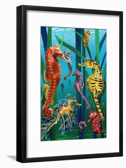 Seahorses-Lantern Press-Framed Art Print