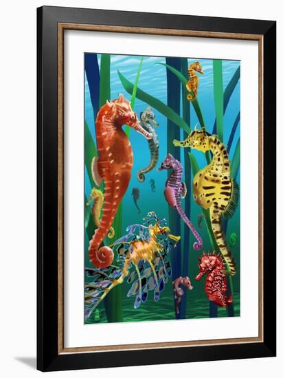 Seahorses-Lantern Press-Framed Art Print