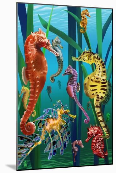 Seahorses-Lantern Press-Mounted Art Print